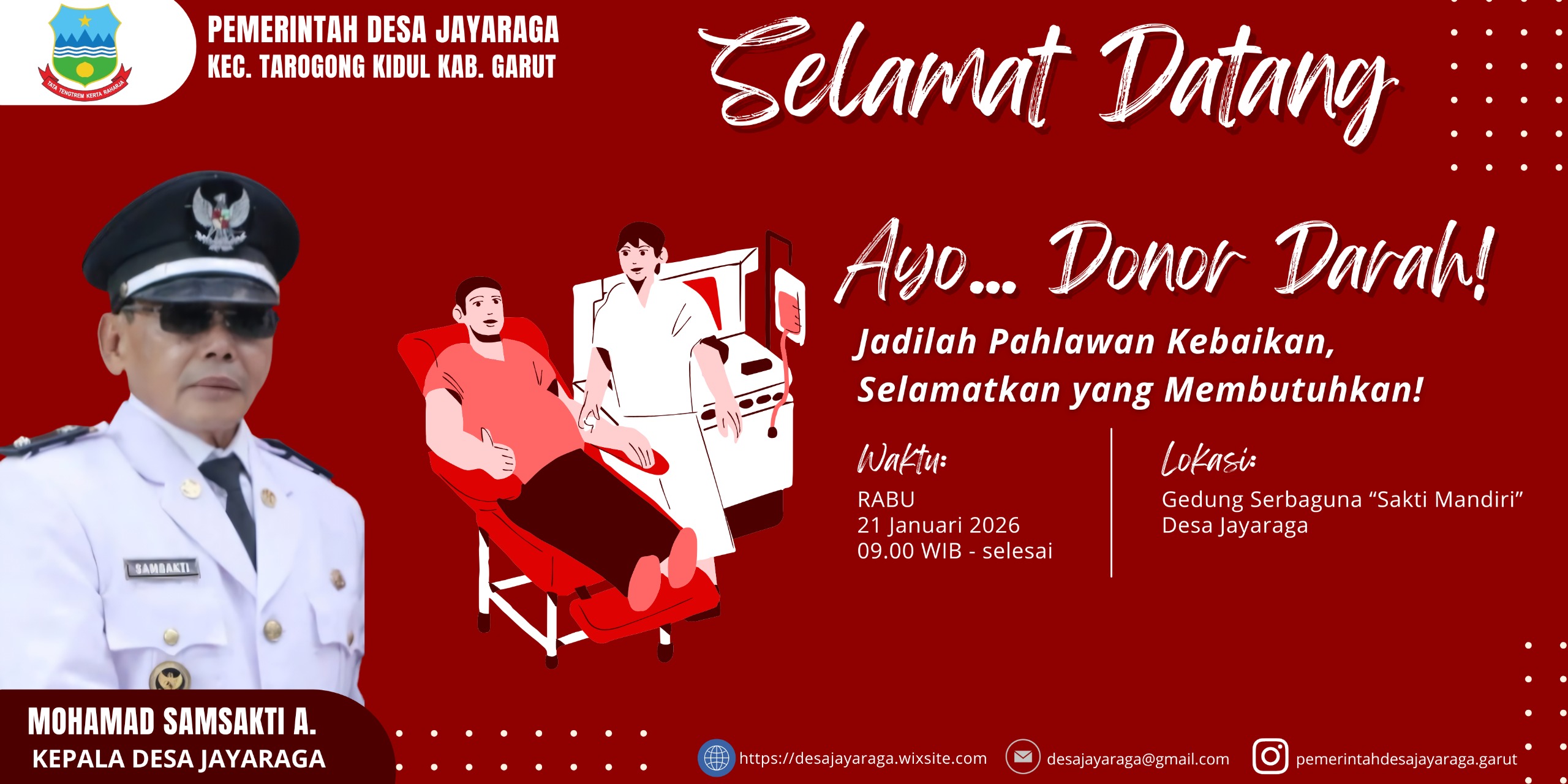 Kegiatan. DONOR DARAH di Desa Jayaraga Kecamatan Tarogong Kidul